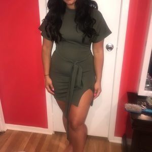 Short , slit dress